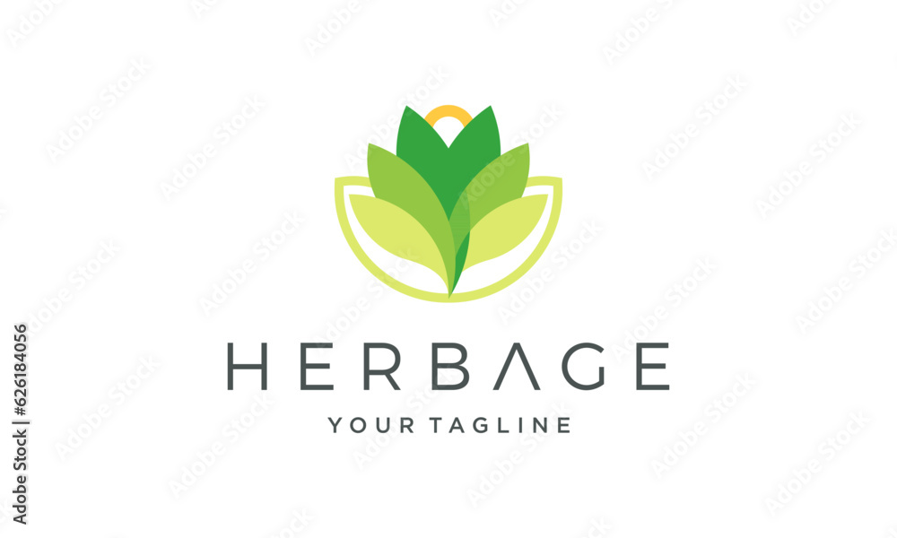 Vector farmhouse with fresh flower leaves for garden home nature plantation logo design Vector farmhouse with fresh flower leaves for garden home nature plantation logo design