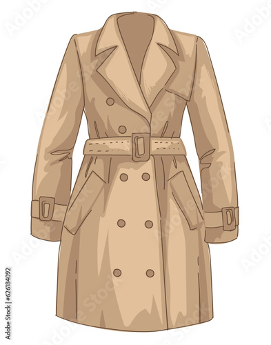 Trenchcoat with belt and buttons, autumn clothes