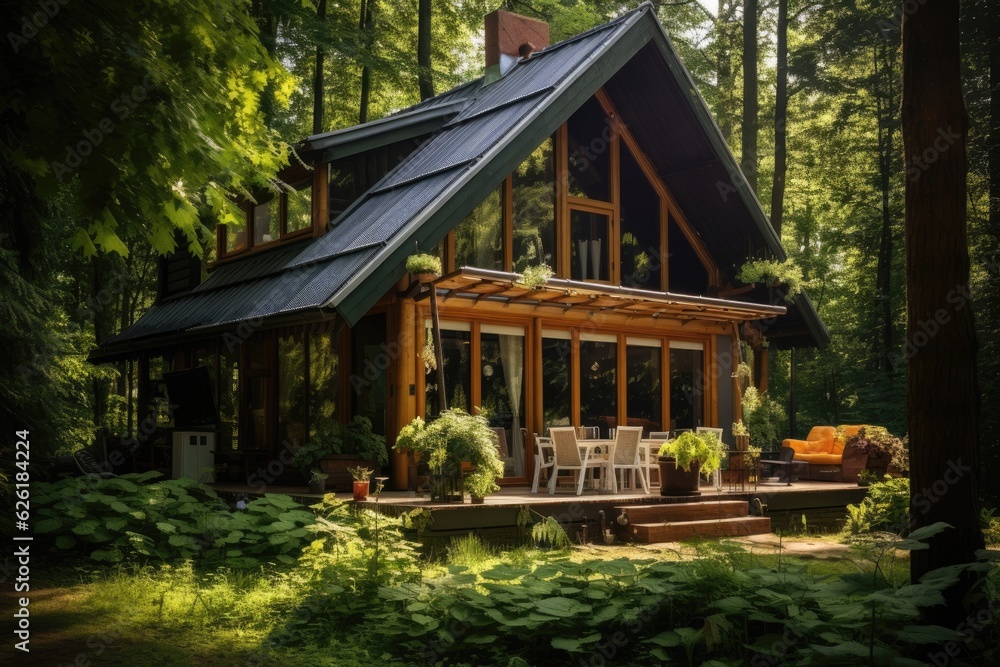 Cozy self contained house in the summer forest. Cozy self contained house in the summer forest.