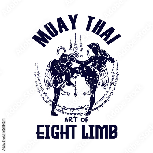 illustration vector muay thai poster style