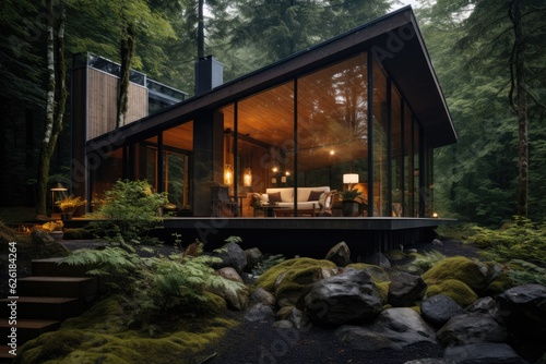Fotografia Cozy self contained house in the summer forest.