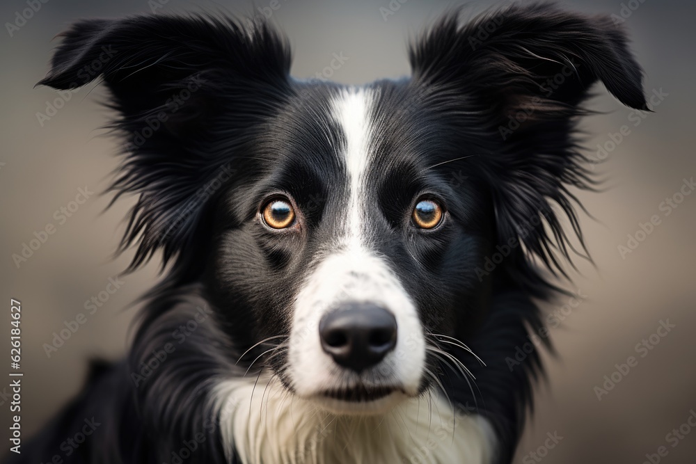 Portrait of a very intelligent and cute border collie dog in nature.