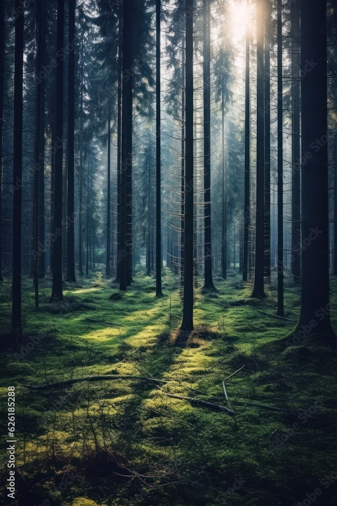 Beautiful forest landscape. Generative AI
