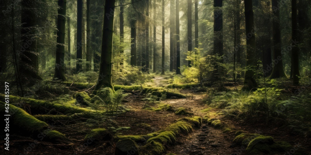 Beautiful forest landscape. Generative AI Beautiful forest landscape. Generative AI