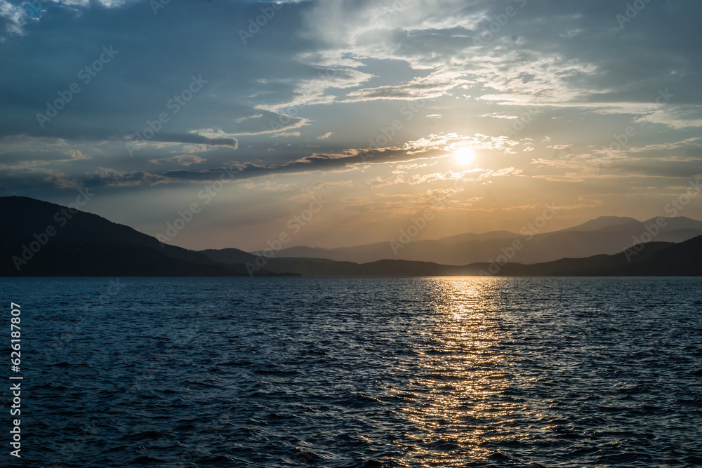 Sunset over the island of Evia.
