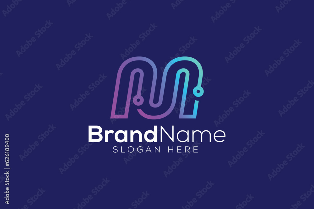 Obraz premium Letter M Technology logo design vector template