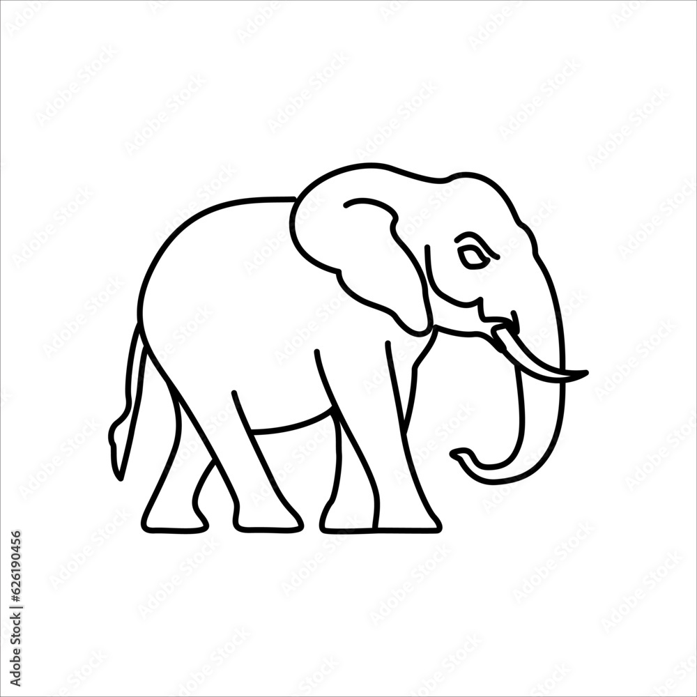 Fototapeta premium Elephant line art logo icon design. Simple modern minimalist animal logo icon illustration vector.
