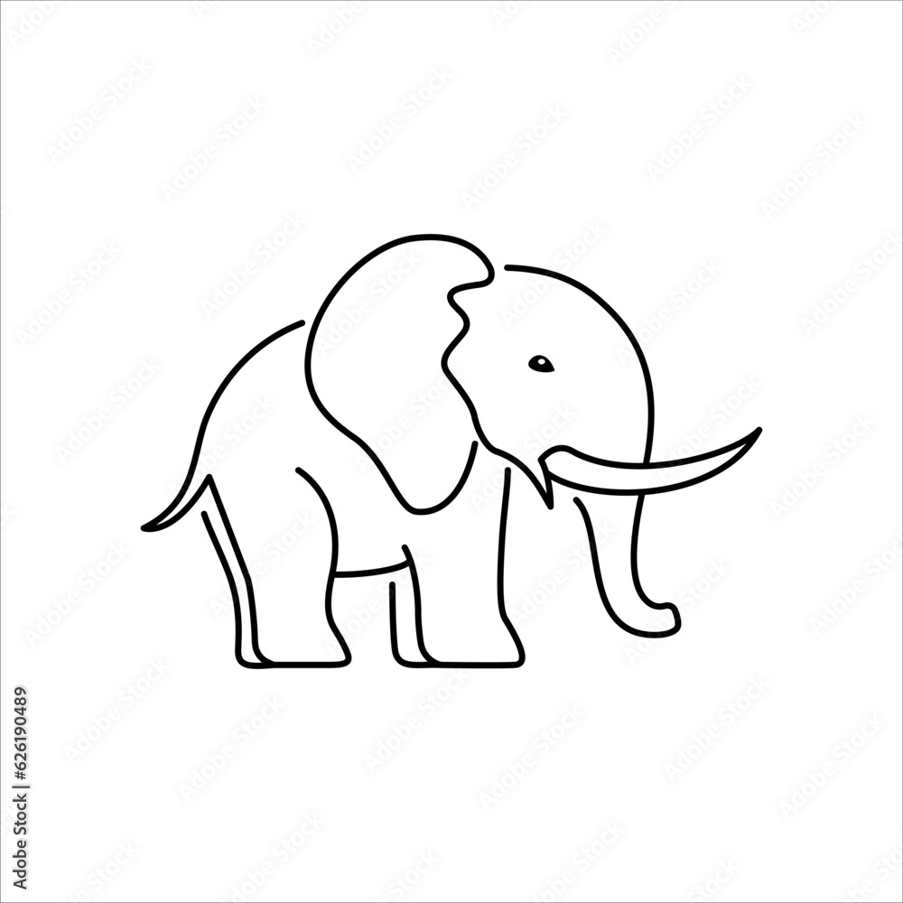 Obraz premium Elephant line art logo icon design. Simple modern minimalist animal logo icon illustration vector.