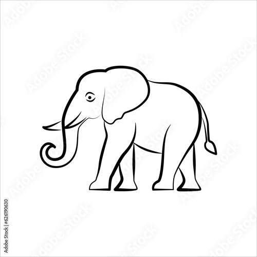 Elephant line art logo icon design. Simple modern minimalist animal logo icon illustration vector.