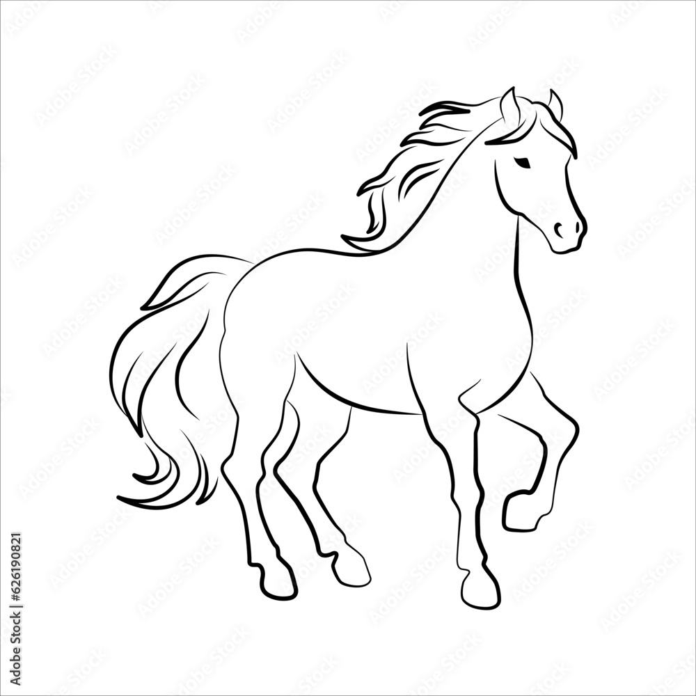 Horse line art logo icon design. Simple modern minimalist animal logo icon illustration vector.