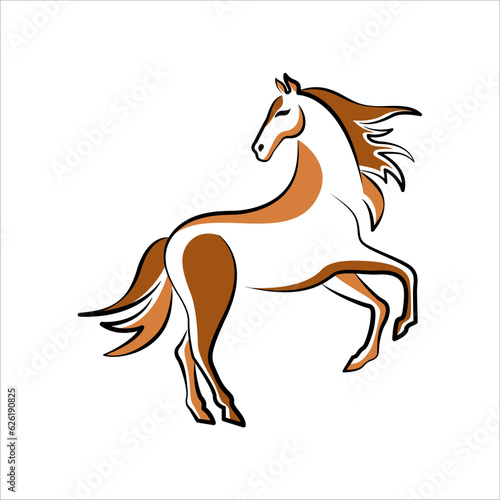 Horse line art logo icon design. Simple modern minimalist animal logo icon illustration vector.