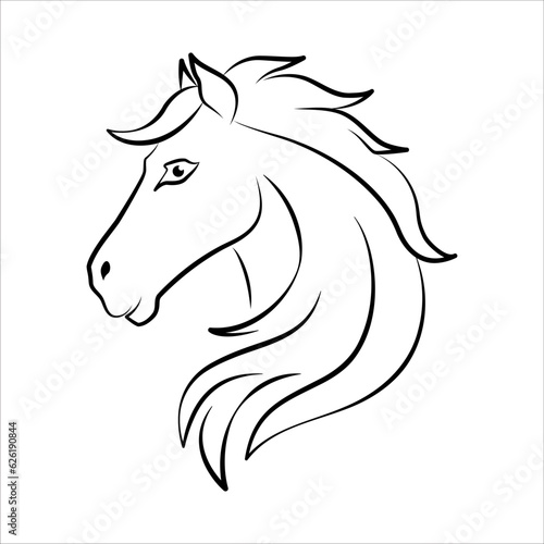 Horse line art logo icon design. Simple modern minimalist animal logo icon illustration vector.