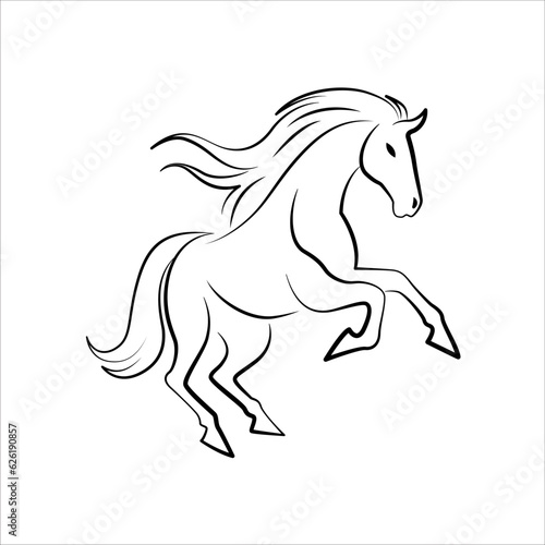 Horse line art logo icon design. Simple modern minimalist animal logo icon illustration vector.