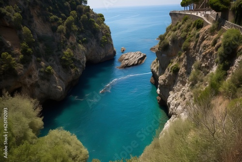 The fiord of Furore on Amalfi coast in Italy  Generative AI