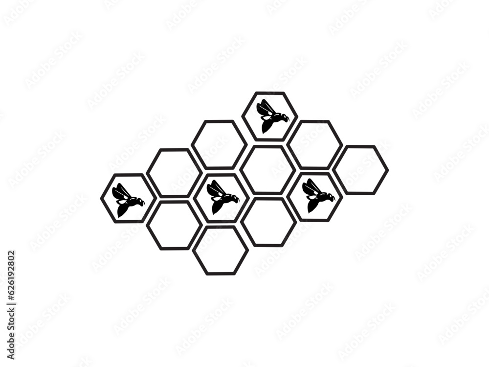 honeycombs Bee Logo honeycombs Bee Logo