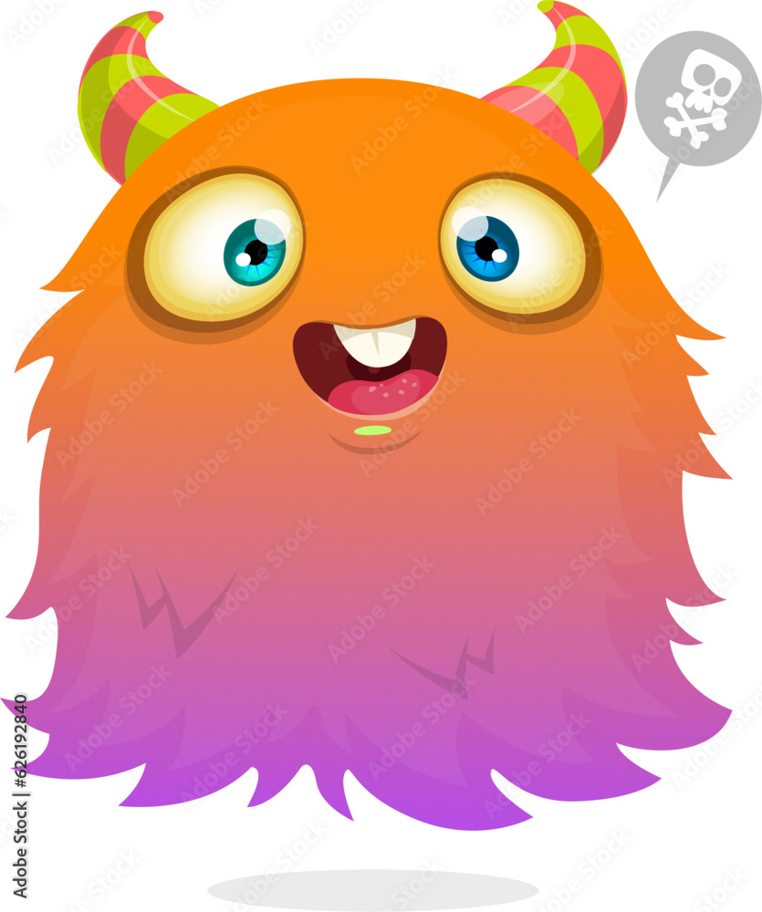 Funny cartoon flying monster. Halloween vector illustration. Great for package or party decoration