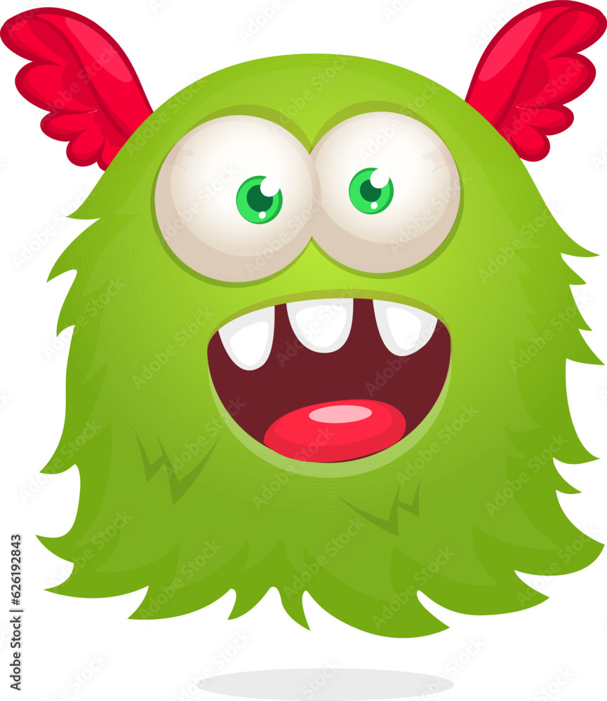 Obraz premium Funny cartoon flying monster. Halloween vector illustration. Great for package or party decoration