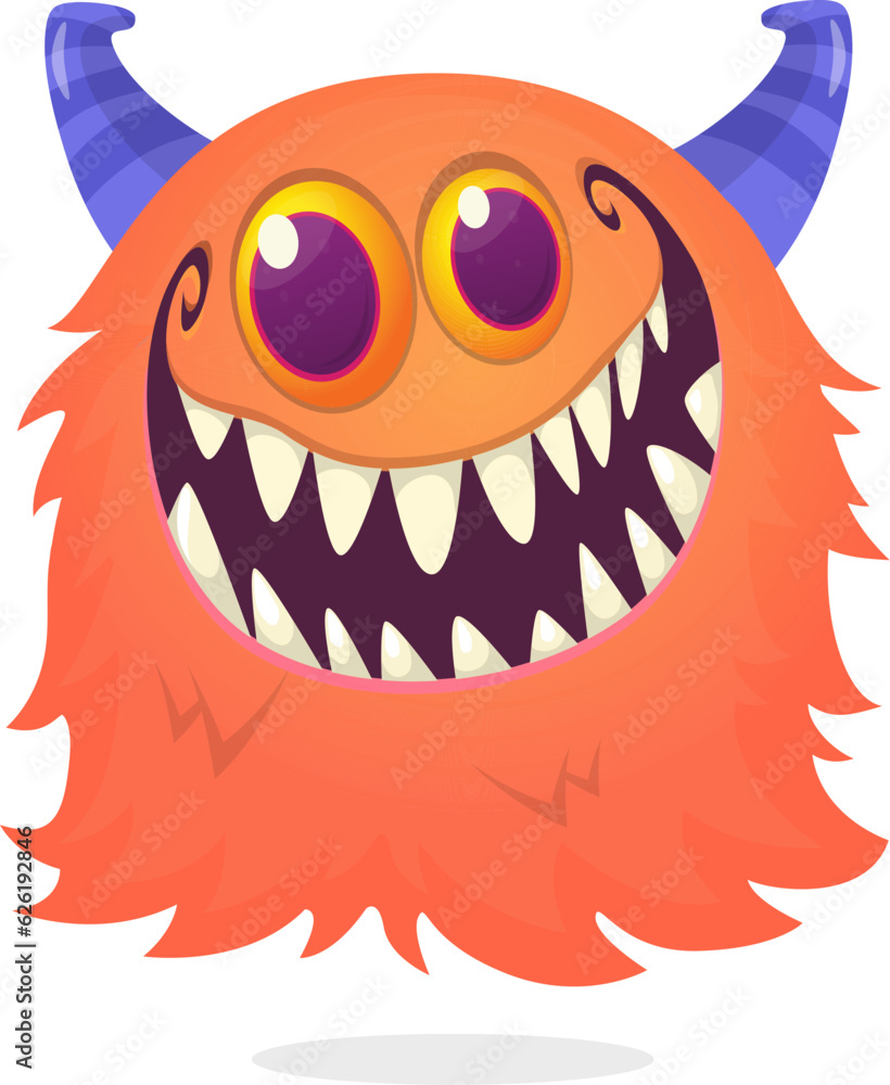 Angry cartoon flying monster with funny face. Halloween vector illustration. Great for package or party decoration