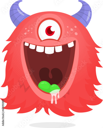 Funny cartoon flying monster with one eye. Halloween vector illustration. Great for package or party decoration