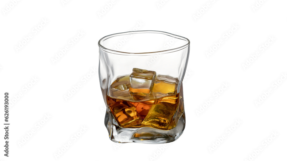 ice cube whiskey glass isolated on white background whiskey on the rocks PNG elements