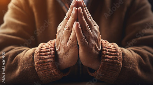Fotografie, Obraz hands clasped in prayer, acknowledging the abundance of blessings in our lives,t