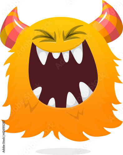 Funny cartoon screaming monster with big mouth. Halloween vector illustration.