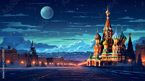 hand drawn cartoon moscow red square illustration
