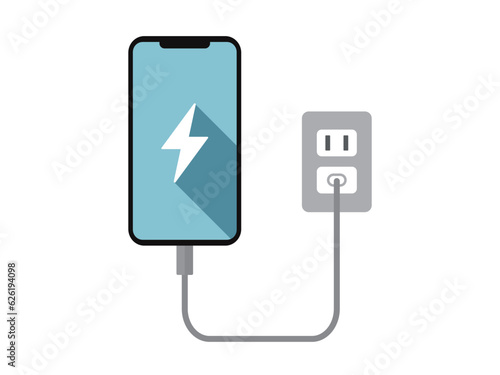 充電中のスマートフォンのイラスト
