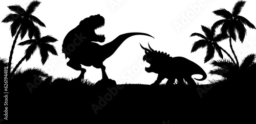 A dinosaur animal silhouettes background landscape scene