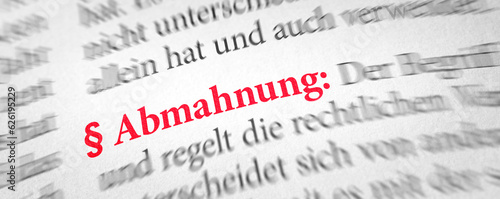 Konstfotografi Wörterbuch mit dem Begriff Abmahnung