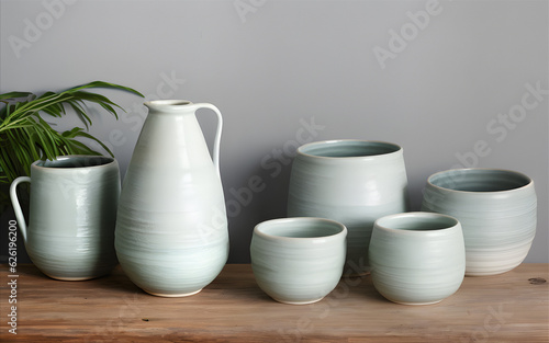 Traditional handmade ceramics assorted of unique shaped pottery