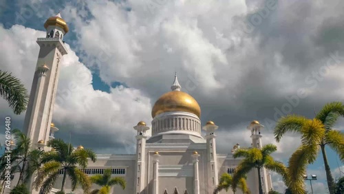 Clouds and the Omar Ali Saifuddien Mosque in Bandar Seri Begawan in Brunei photo