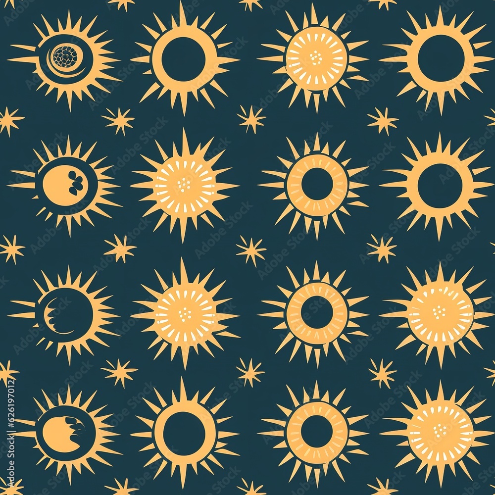 seamless pattern with sun and flowers seamless pattern with sun and flowers