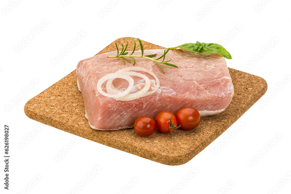 Raw pork with onion, basil and rosemary Raw pork with onion, basil and rosemary