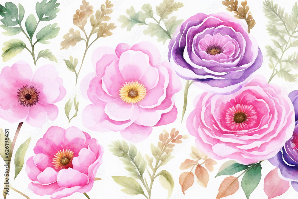 Beautiful elegant watercolor floral illustration