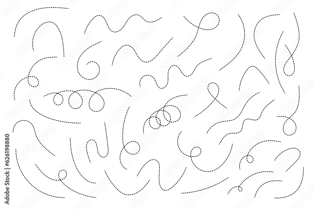 Hand drawn dotted line vector set Hand drawn dotted line vector set