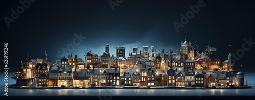 a little village during night in an miniature model