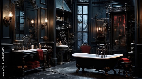 Gothic bathroom in a dark style  Vampire bathroom