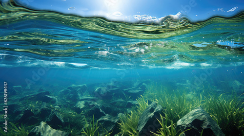 The rhythmic dance of seagrass underwater, swaying with the gentle pull of the ocean current.