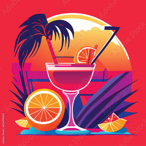 Vector illustration of summer cocktail.