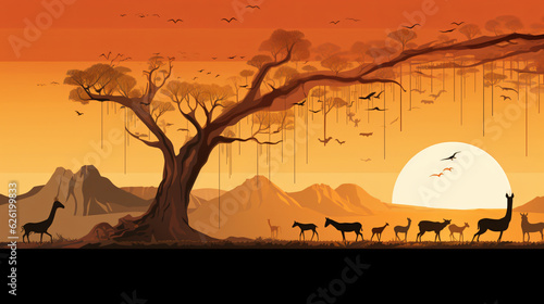 Savanna Sunset - Generative AI