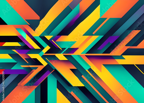 Wallpaper Mural Bright colorful background technical and modern design of geometric shapes,Generative AI Torontodigital.ca