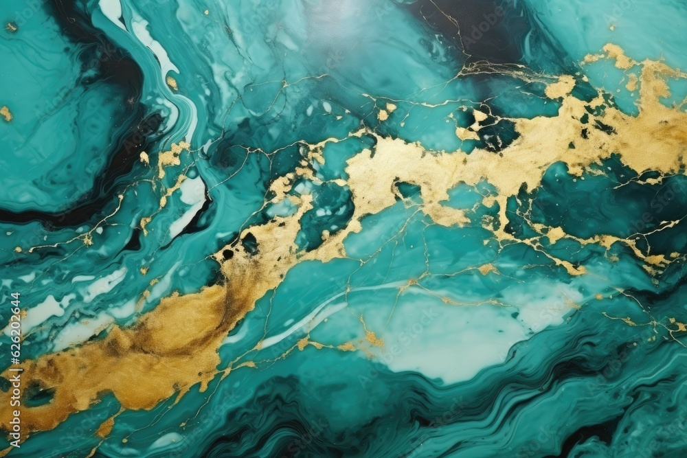 Turquoise and gold marble background Turquoise and gold marble background