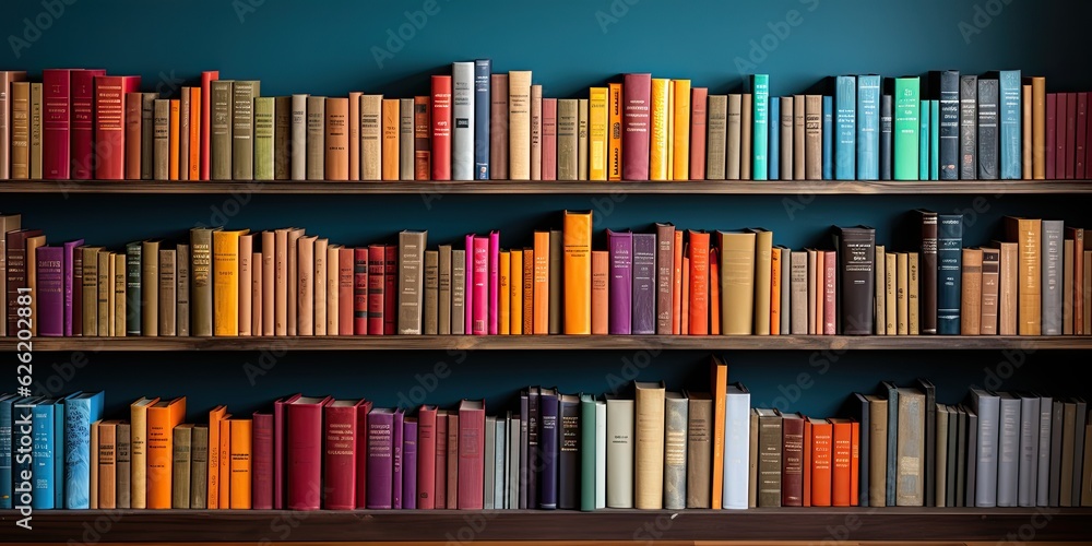 Colorful and modern bookshelf. Generative AI Colorful and modern bookshelf. Generative AI