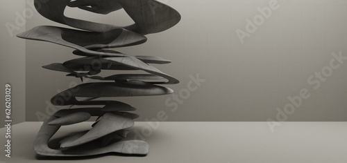 Obraz na płótnie Abstract architectural minimalistic background. Contemporary showroom. Modern concrete exhibition tunnel. Empty gallery. Backlight. 3D illustration and rendering. w salonie
