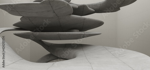 Obraz na płótnie Abstract architectural minimalistic background. Contemporary showroom. Modern concrete exhibition tunnel. Empty gallery. Backlight. 3D illustration and rendering. w salonie