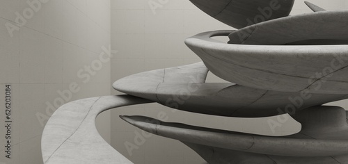 Obraz na płótnie Abstract architectural minimalistic background. Contemporary showroom. Modern concrete exhibition tunnel. Empty gallery. Backlight. 3D illustration and rendering. w salonie
