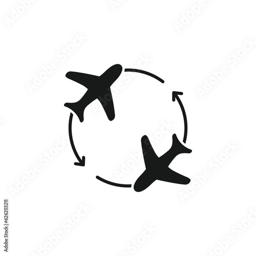 Round Trip Icon Symbol. Fly Around And Round Trip Icon Element In Trendy Style. Round trip icon isolated on background. Plane symbol modern, simple, vector, icon for website design, mobile app, ui.