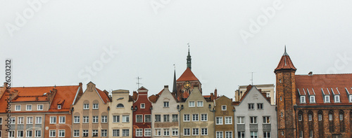 View of unique beautiful colorful buildings in northern poland