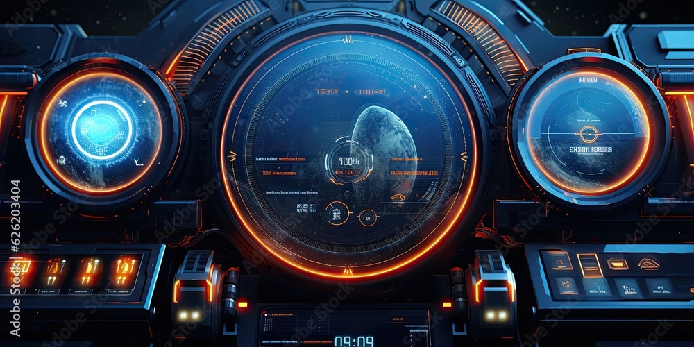Futuristic HUD screen data hologram. Generative AI Futuristic HUD screen data hologram. Generative AI